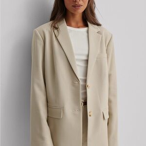 NA-KD Twill Oversized Beige Women's Blazer